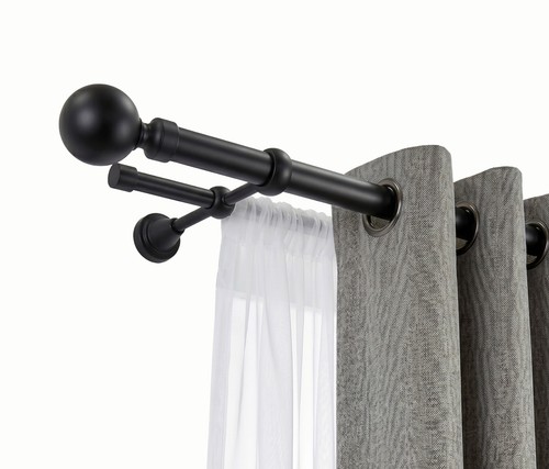 Double curtain pole matt black - curtain,
