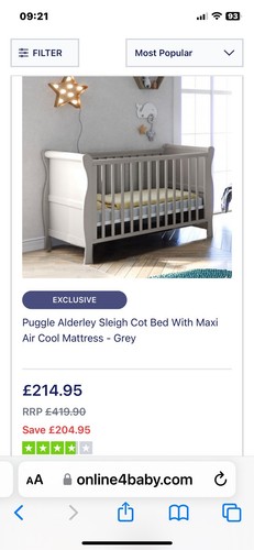 Puggle alderley sleigh - puggle, cot
