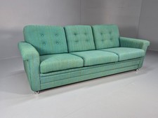 Vintage Danish 3 Seat Sofa Turquoise Wool Upholstery 1960s Retro  EB8570 M3SS