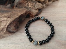 Black Tourmaline & Obsidian Bracelet 8mm Beaded Natural Protection Bracelet