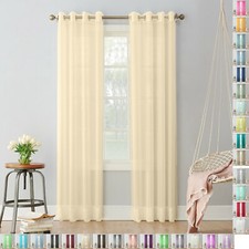 A pair of high quality Voile Curtain ring Top solid sheer 56" wide with 8 rings 