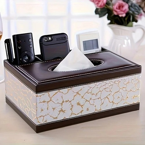 Faux leather tissue box cover - faux,