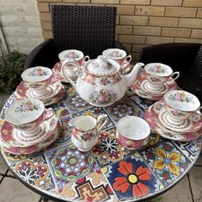 Royal Albert Lady Carlyle 21 Piece Tea Set Including Teapot Cup Saucers Plates