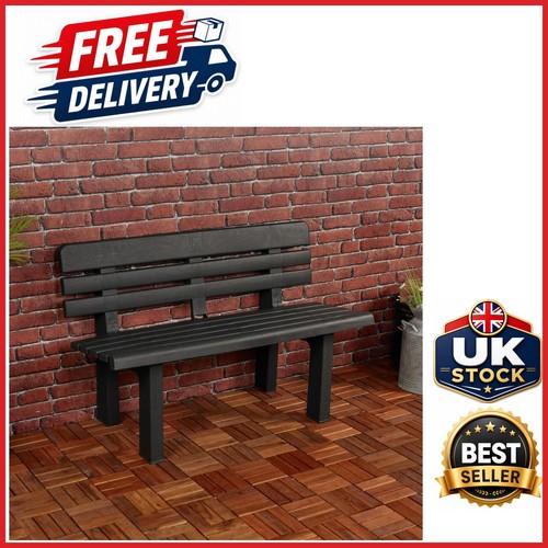 Black plastic garden bench - plastic, 2