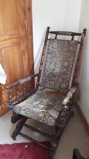 Vintage Edwardian Upholstered American Turned Rocking Chair  Circa 1900