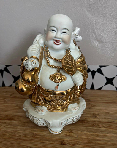 White gold laughing buddha - laughing,
