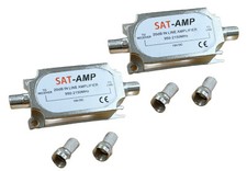 2x Sky / Sky+ Inline Satellite Signal 20dB Booster Amplifier + F Plug Connectors