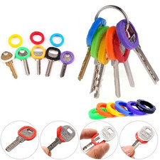 10x Coloured Key Top cover Caps Assorted Head Covers ID Tag Cap Ring Keyring