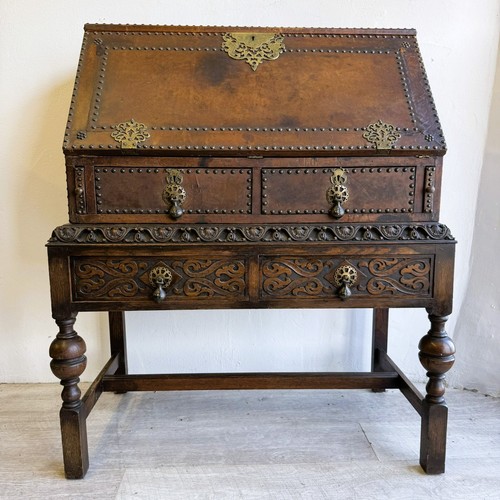 Large antique oak bureau - antique,