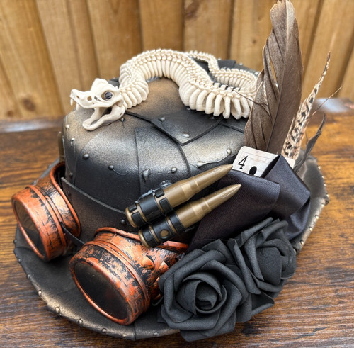 Black steampunk top hat - black,
