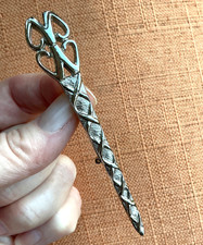 Vintage Scottish Kilt Pin Brooch, Celtic Knots, 8cm long