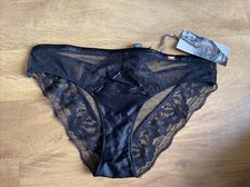 M&S Rosie for Autograph Silk & Lace Brazilian Knickers Size 12 Black Spots