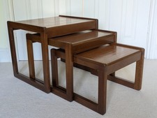 Nest Set of 3 Tables MCM Vintage Retro 1960s Mid Century Wooden Wood Square
