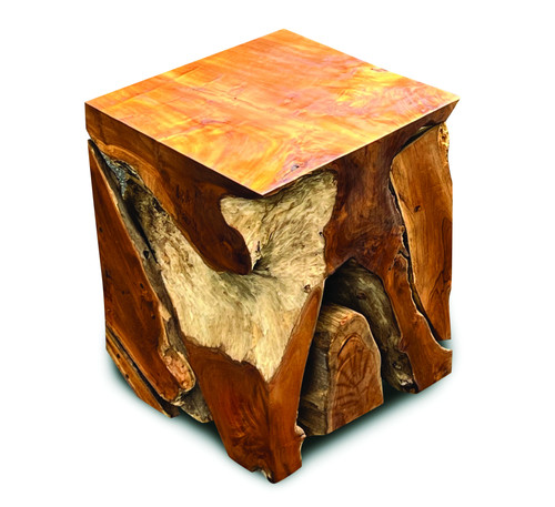 Tall block teak root - teak, lamp