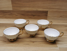 5 x Aynsley Bone China Spare Replacement White & Gold Tea Cups