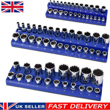 Magnetic Socket Holder Organizer Set Tray Rack Rail 1/4" 3/8" 1/2" Drive Metric