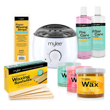 Mylee Complete Waxing Kit Heater Wax Pot Strips Spatulas Pre After Hair Removal