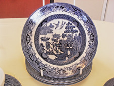 Churchill Willow Pattern Tea Plates Blue and white   ~ Set of 4 Plates  16.5cm