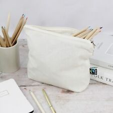 Large School Pencil Case Stationary Organiser Canvas Zipped Bag 100% Cotton