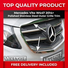 FITS MERCEDES VITO W447 14> CHROME FRONT OUTER GRILLE 2 PCS S.STEEL FRAME TRIM