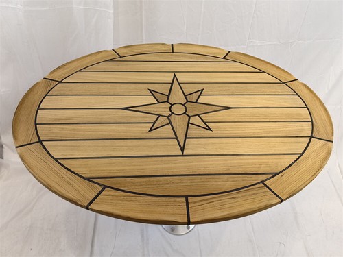Boat oval teak table top - teak,