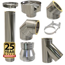 5 Inch Twin Wall Chimney Pipe Stainless Steel for Wood Burning Multi fuel Stoves