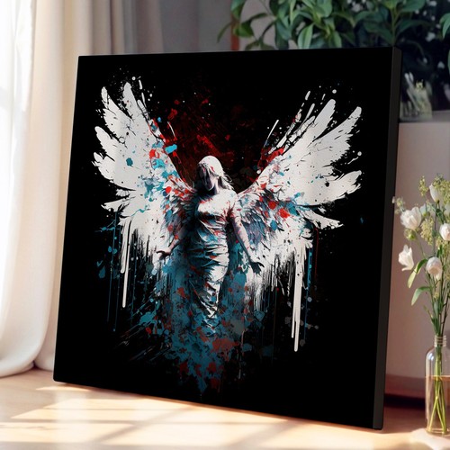 Angel splatter art canvas wall - art,
