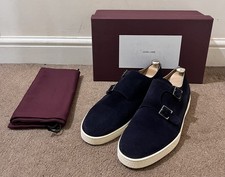 John Lobb Holme Navy Suede Boat Shoes Mens UK 11 US 12 EU 45