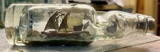 Vintage BLUE Marble Codd Bottle - a SHIP IN A BOTTLE!! - Unique!! (K212)