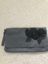Topshop Leather bag - Grey leather  clutch Bag Grey Leather