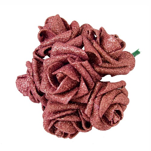 36x full glittered foam - glittered, roses