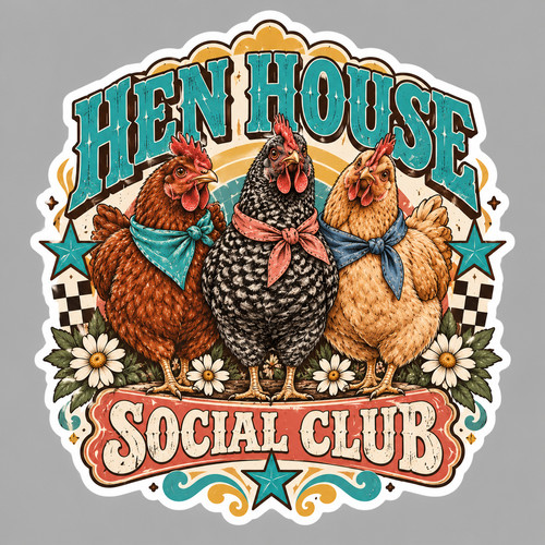 Hen house sticker - hen,