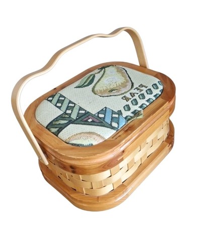 Vintage sewing basket tapestry - vintage,