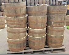 Genuine Large Half Oak Wine Barrel Planter Flower Tree Veg Tubs Garden Wooden