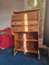 Slim Edwardian Oak Roll Top Bureau Desk  circa 1905