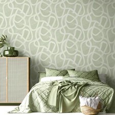 Linear Swirls Wallpaper Abstract Line Sage Green World of wallpaper 50465