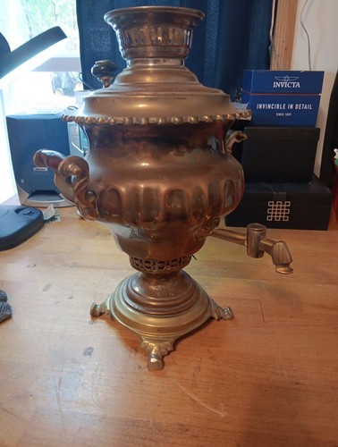Antique russian brass samovar - antique,