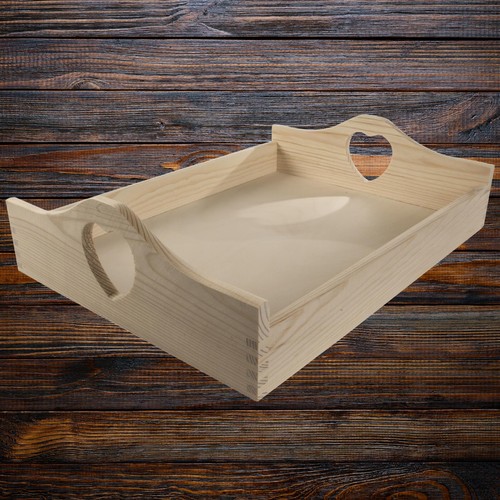 Large wooden tray with - large,