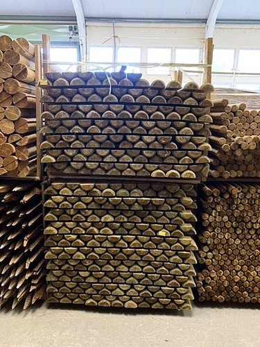 Half round wooden fence post - half,