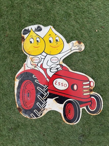 Vintage enamel esso - enamel, tractor