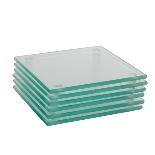 Square glass coasters - glass, 10cm