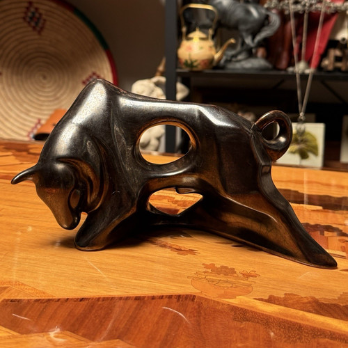 Vintage abstract charging bull - vintage,