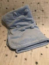 Primark Baby Early Days Bunny Dog Heart Nose Blue Novelty Blanket Comforter