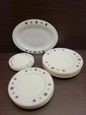 Vintage Pyrex JAJ Gaiety Snowflake  Plates 1960s - Gold Edged Dinner Side Salad