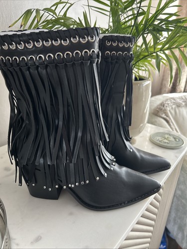Ladies black midcalf cowboy - ladies,