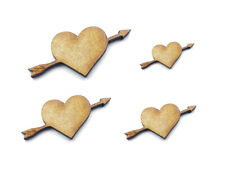 WOODEN MDF HEART ARROW SHAPE ORNAMENT LASER CUT EMBELLISHMENT