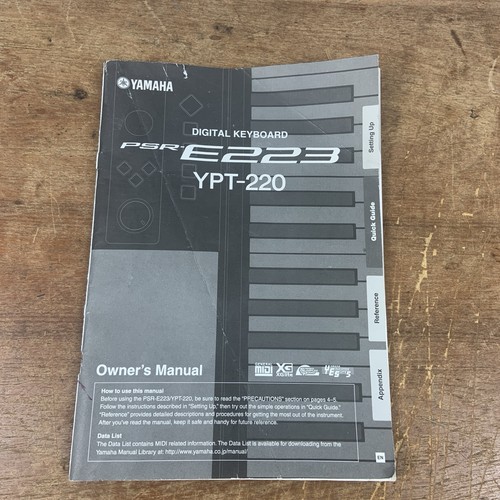 Yamaha psr e223 owner - owner's, manual