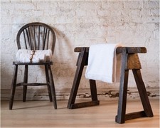 19th Century Scratch Built Wooden Trestle Towel Rail (910)