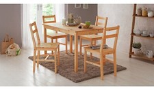 Raye Light Wood Dining Table & 4 Light Wood Chair