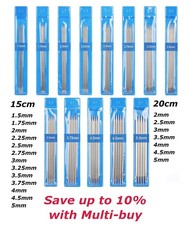 Set of 5 - 15cm 20cm Stainless Steel Double Pointed Knitting Needles 1.5mm - 5mm